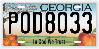 GA license plate POD8033