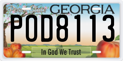 GA license plate POD8113