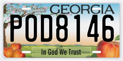 GA license plate POD8146