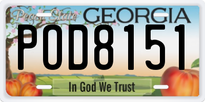 GA license plate POD8151
