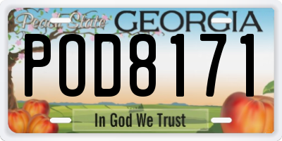 GA license plate POD8171