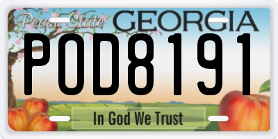 GA license plate POD8191