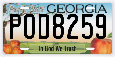 GA license plate POD8259