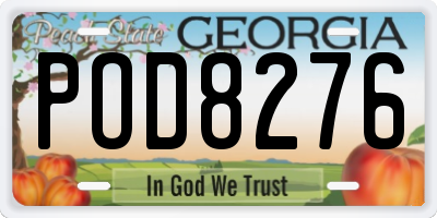 GA license plate POD8276