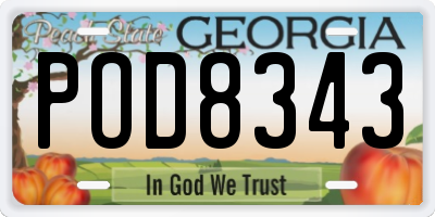 GA license plate POD8343