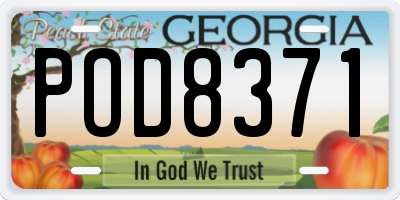 GA license plate POD8371