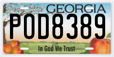 GA license plate POD8389