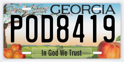 GA license plate POD8419