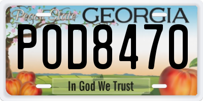 GA license plate POD8470