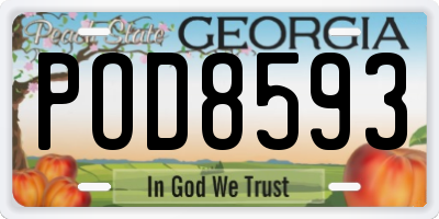 GA license plate POD8593