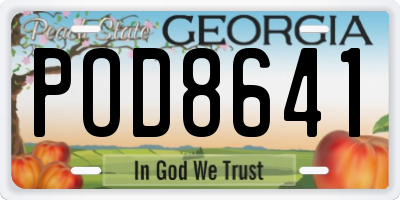 GA license plate POD8641