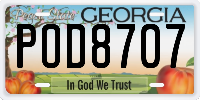 GA license plate POD8707