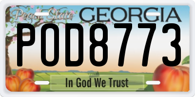 GA license plate POD8773