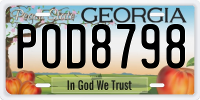 GA license plate POD8798