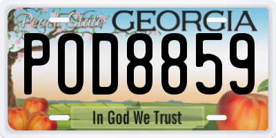 GA license plate POD8859