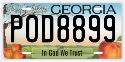GA license plate POD8899