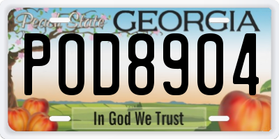 GA license plate POD8904