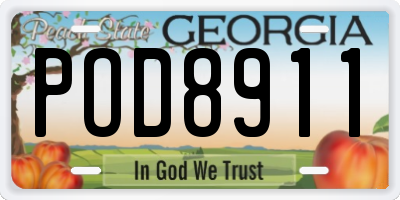 GA license plate POD8911