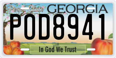 GA license plate POD8941