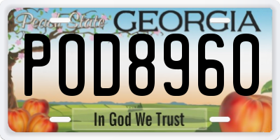 GA license plate POD8960
