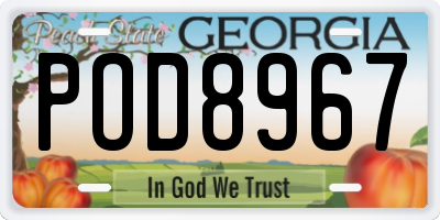 GA license plate POD8967