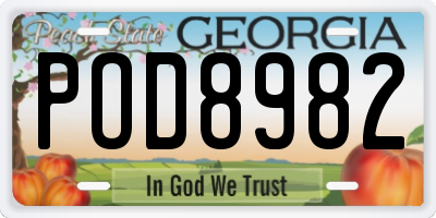 GA license plate POD8982