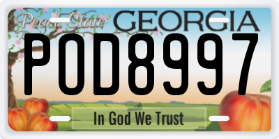 GA license plate POD8997