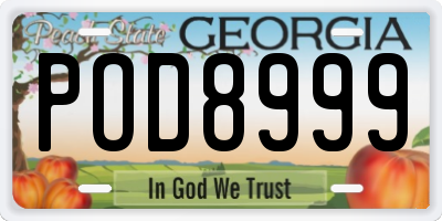 GA license plate POD8999