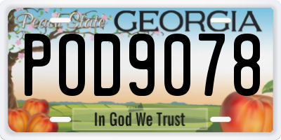 GA license plate POD9078