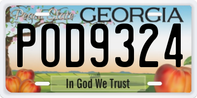 GA license plate POD9324