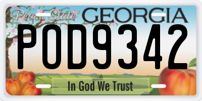 GA license plate POD9342