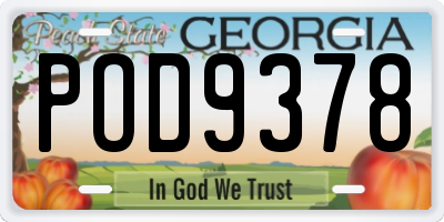 GA license plate POD9378