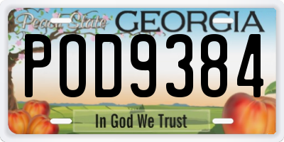 GA license plate POD9384