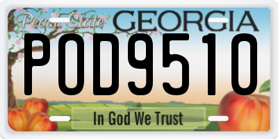GA license plate POD9510