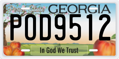 GA license plate POD9512
