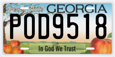 GA license plate POD9518