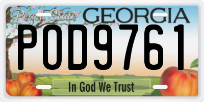 GA license plate POD9761