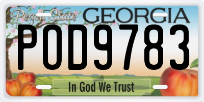 GA license plate POD9783