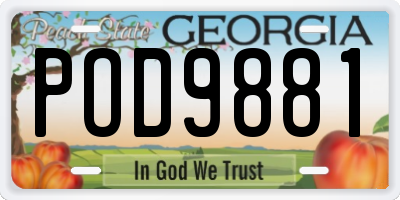 GA license plate POD9881