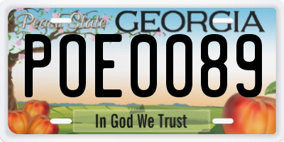 GA license plate POE0089