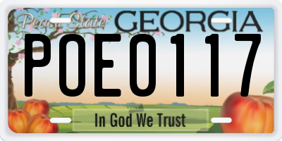 GA license plate POE0117