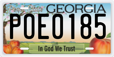GA license plate POE0185