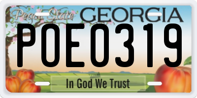 GA license plate POE0319