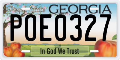 GA license plate POE0327