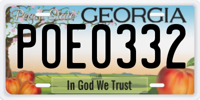 GA license plate POE0332