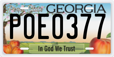 GA license plate POE0377