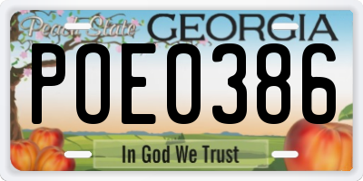 GA license plate POE0386