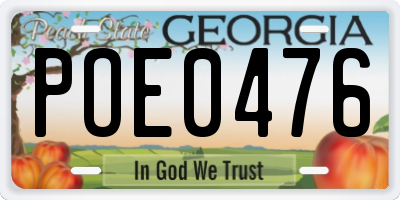 GA license plate POE0476