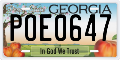 GA license plate POE0647