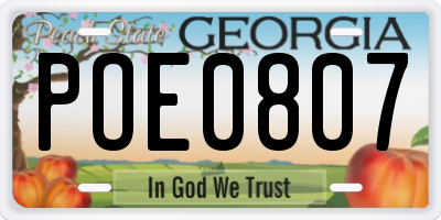 GA license plate POE0807